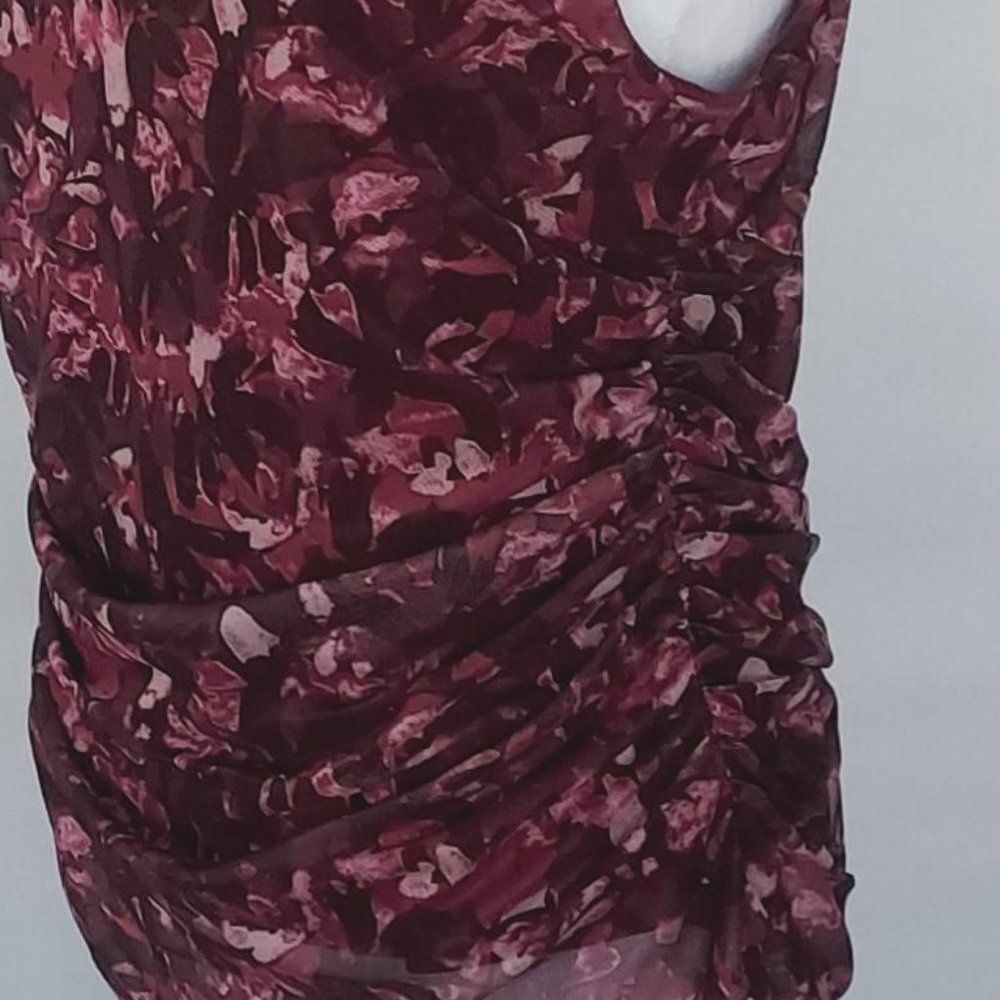 Cable & Gauge Women’s Sleeveless Mock Neck Side Ruched Printed Top/Blouse Large - Picture 7 of 9